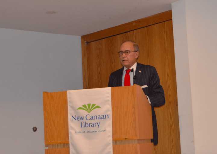 At a talk at the New Canaan Library, Redding resident Larry Kudlow, CNBC’s Senior Contributor and nationally syndicated radio host speaks about his new book, “JFK and the Reagan Revolution: A Secret History of American Prosperity.”