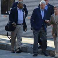 <p>Hillary and Bill Clinton leave Chappaqua&#x27;s Douglas G. Grafflin Elementary School after casting their presidential votes. The pair walked to a large crowd of supporters and journalists.</p>