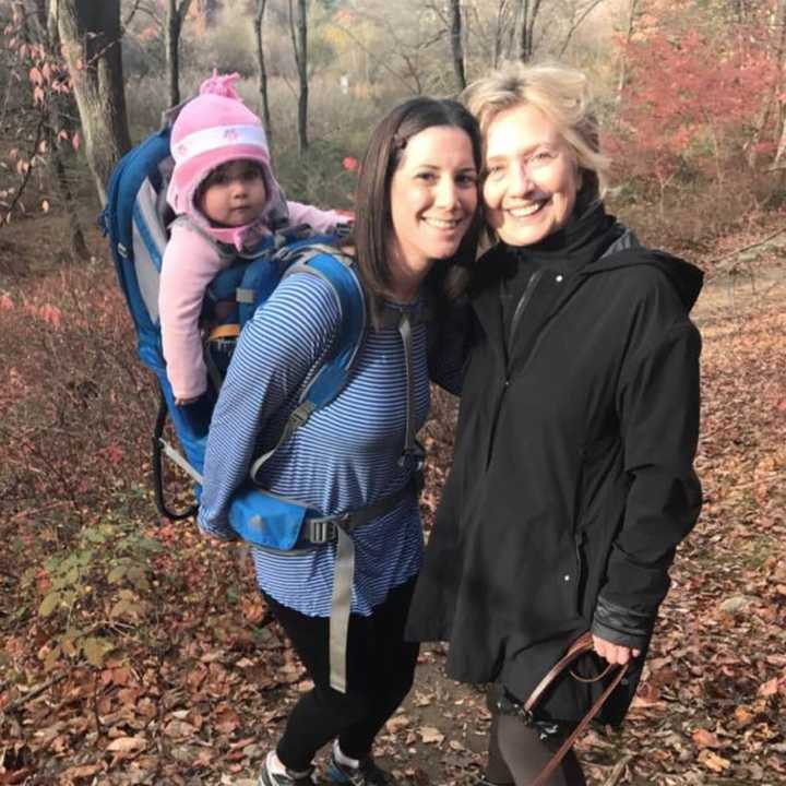 Margot Gerster during her encounter with Hillary Clinton in Chappaqua on Thursday afternoon.