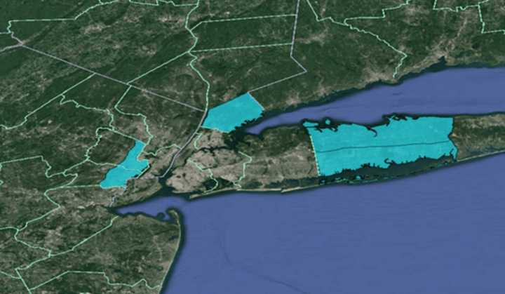 Areas in blue, including Southern Westchester, are under the Freeze Warning.