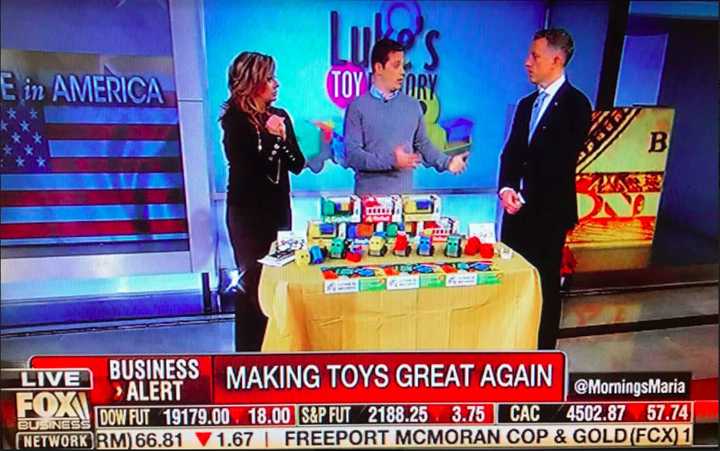 On Friday morning, Luke&#x27;s Toy Factory was featured on FOX Business Network’s “Mornings with Maria&quot; in a segment called “Made in America: Making Toys Great Again.”