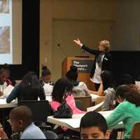 <p>Children’s Librarian Deborah White shares information about the Westport Library’s MakerSpace with students from Bridgeport participating in the Housatonic Museum of Art’s Peer Docent Program.</p>