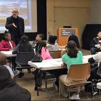 <p>Award-winning architect and Turnaround Artist Thom Mayne presented the students with examples of architecture, explaining that it all starts with an idea.</p>