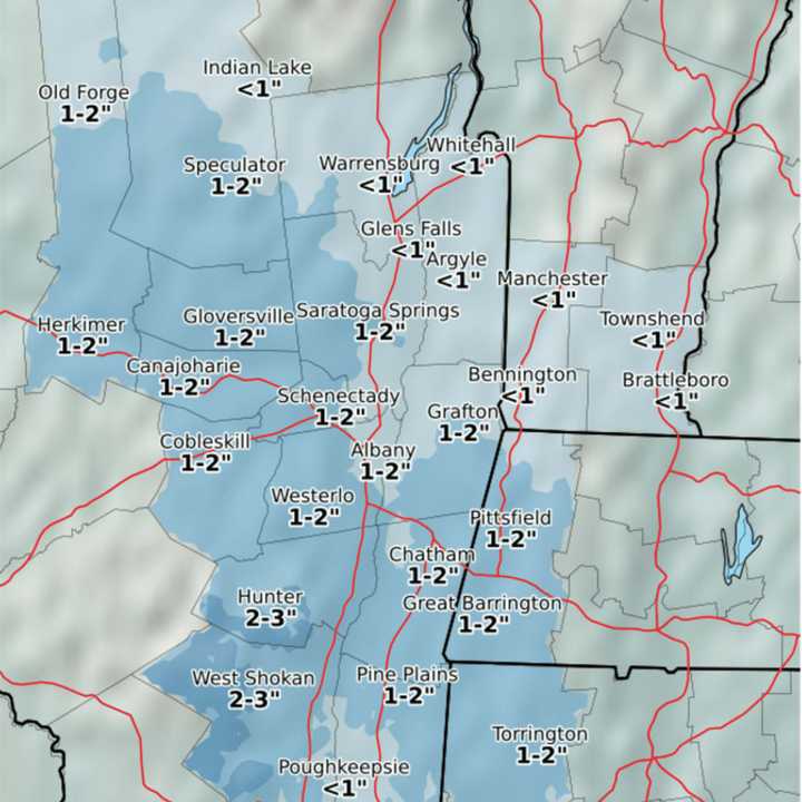 A look at snowfall accumulation projections from the newest system expected to affect Dutchess.