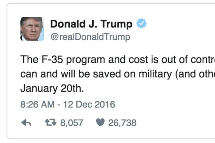 Blumenthal Defends F-35 Fighter Jet Program After Trump Tweet Blasts Costs