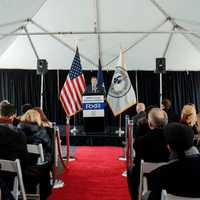 <p>Yonkers Mayor Mike Spano at the groundbreaking at Larkin Plaza.</p>