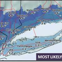 <p>A look at most likely snowfall projections for the storm system moving through the area.</p>