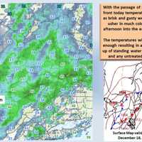 <p>Temperatures will fall quickly enough to result in the freezing of standing water on roadways and other untreated surfaces, according to the National Weather Service.</p>