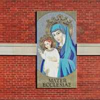 <p>The mosaic is on the side of the the Sacred Heart of Jesus Parish, at 46 Stone St. in Danbury.</p>