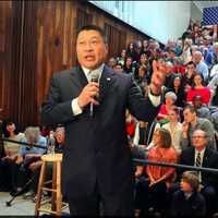 <p>State Sen. Tony Hwang is among the officials working to restore funding for rifle salutes to veterans at funerals.</p>