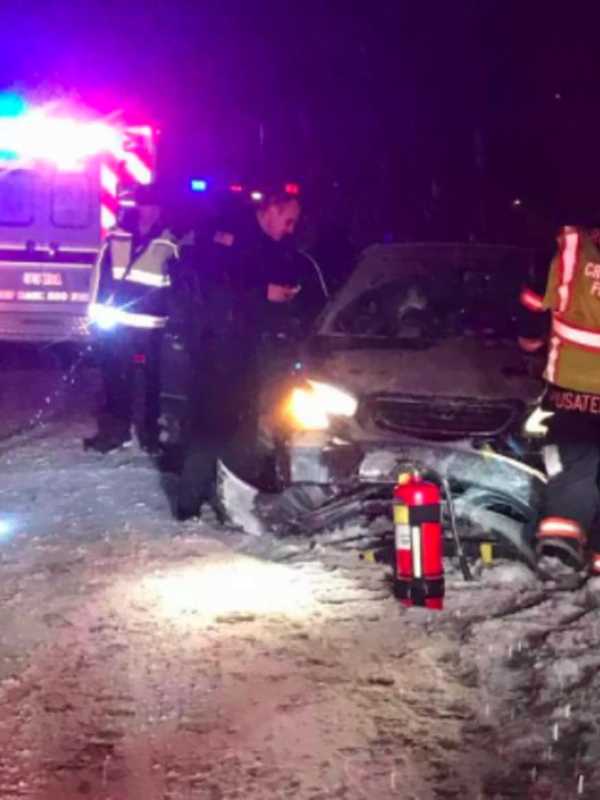 Two-Car Crash Closes Snowy Route 9 Stretch At Croton Point Avenue