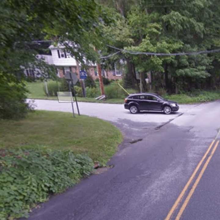 Middle Patent Road at the intersection with Thornewood Road in North Castle.