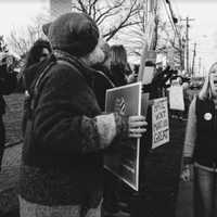 <p>Marchers gathered on Franklin Avenue in Wyckoff before heading to New York City.</p>