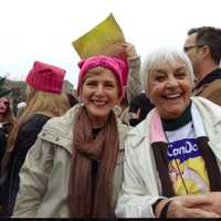 <p>From left, Founder&#x27;s Hall band member Carole Long with professor Darla Shaw of Ridgefield at the Women&#x27;s March on Washington.</p>