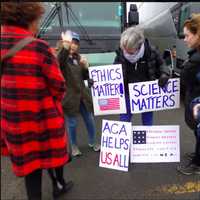 <p>People express their views with posters at the Women&#x27;s March on Washington.</p>