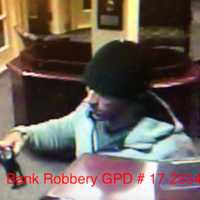 <p>The suspect in an armed bank robbery in Greenwich on Wednesday afternoon.He&#x27;s being sought in Port Chester, N.Y. after crashing and abandoning his car during a police pursuit.</p>