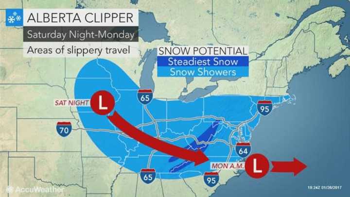 A look at the areas that will be impacted by the Alberta Clipper.