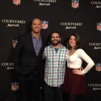 <p>Norwalk resident Frankie Morales, center, with Miles Austin, left and his girlfriend, McKenna Crilley, of Stamford, won a contest sponsored by Courtyard by Marriott and will receive a sleepover in the stadium of Sunday&#x27;s Super Bowl in Houston.</p>