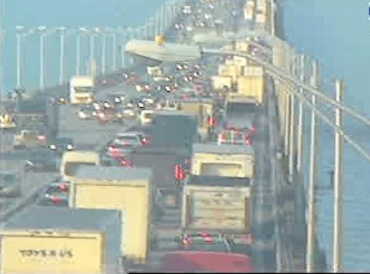 A look at conditions on Rockland-bound Tappan Zee Bridge span just before 9:30 a.m. Wednesday.