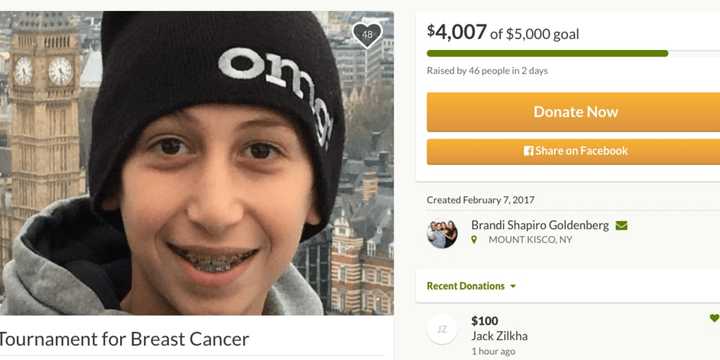 Brandi Shapiro Goldenberg, who lives in the greater Mount Kisco area, survived breast cancer. Her son, Ben, reacted by using his bar mitzvah project as a way to raise funds to battle the illness.