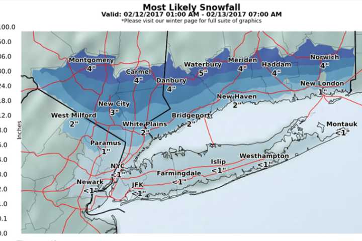 Updated Snowfall Predictions For Latest Storm To Hit Westchester