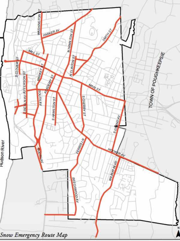 City Of Poughkeepsie Releases Snow Emergency Route Map