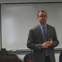 <p>Jim Horan, Chief Executive Officer for the Connecticut Association of Human Services speaks at the Greater Danbury VITA Coalition kick-off.</p>