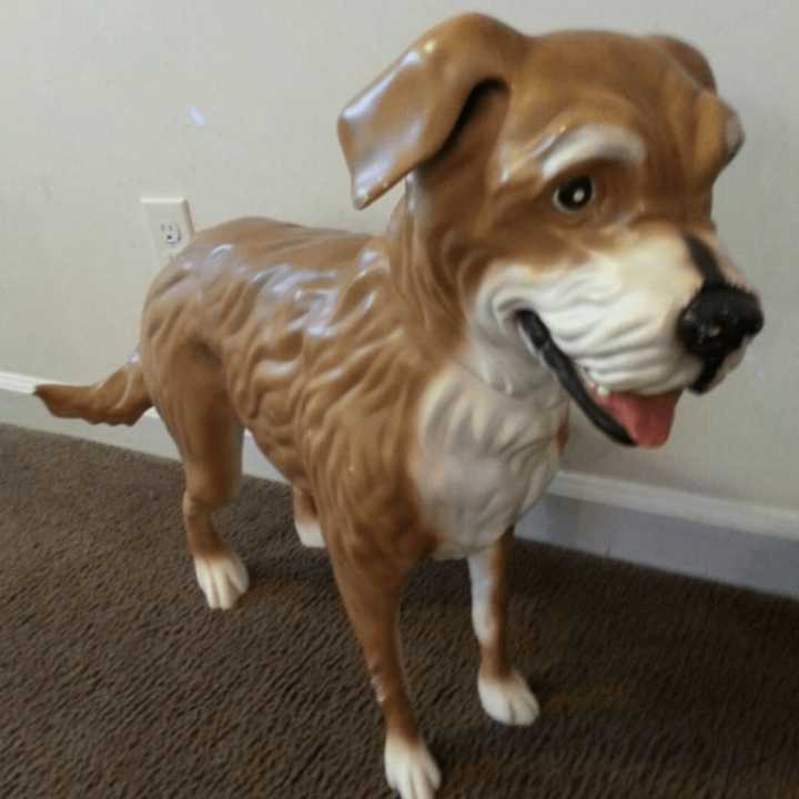 An Old Navy dog mannequin, such as the one pictured, was stolen from the Black Rock Turnpike store on Saturday. Police retrieved the pilfered pup the same day.