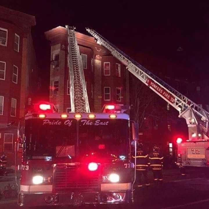 Fire crews battled a blaze on Mooney Place in Yonkers on Thursday.