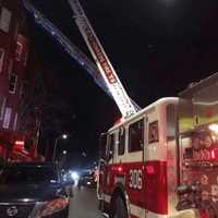 <p>Fire crews battled a blaze on Mooney Place in Yonkers on Thursday.</p>