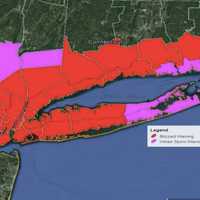 <p>A Blizzard Warning is in effect from midnight Tuesday to midnight Wednesday for areas in red, including all of Westchester and Rockland.</p>