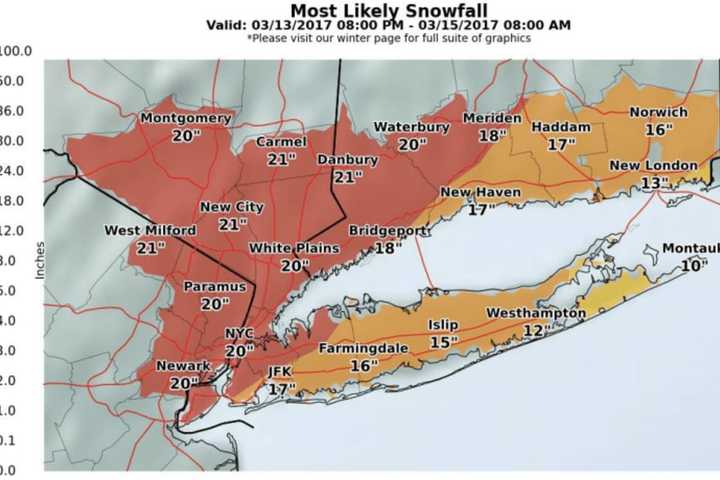 Storm Track Shifts: Blizzard Warning, Up To 21 Inches Of Snow In Armonk