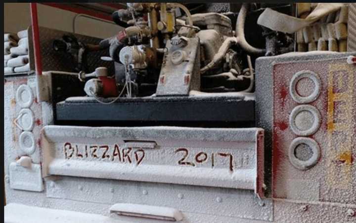 A snow-covered Red Hook Fire Department truck after returning from its first call of the day Tuesday, an auto accident. Much of Western Dutchess saw 26 inches or more of accumulation.