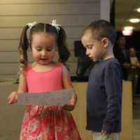 <p>Kids experts Brielle Milla from Salinas, Calif., and Nate Seltzer from Stratford meet-cute at “The Ellen DeGeneres Show.”</p>