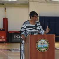 <p>Bridgeport homeowner Joanne Smith protested proposed budget cuts that would have affected her ability to buy a house.</p>