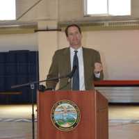 <p>Congressman Jim Himes speaks out against budget cuts that would eliminate some federal funding for places like the Cardinal Shehan Center of Bridgeport.</p>