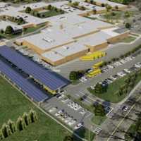 <p>This image shows how solar carports would look at Fairfield Warde High School.</p>