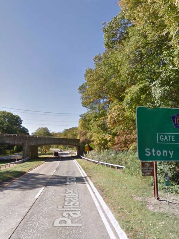 Car Overturns, Igniting Fire On Palisades Parkway