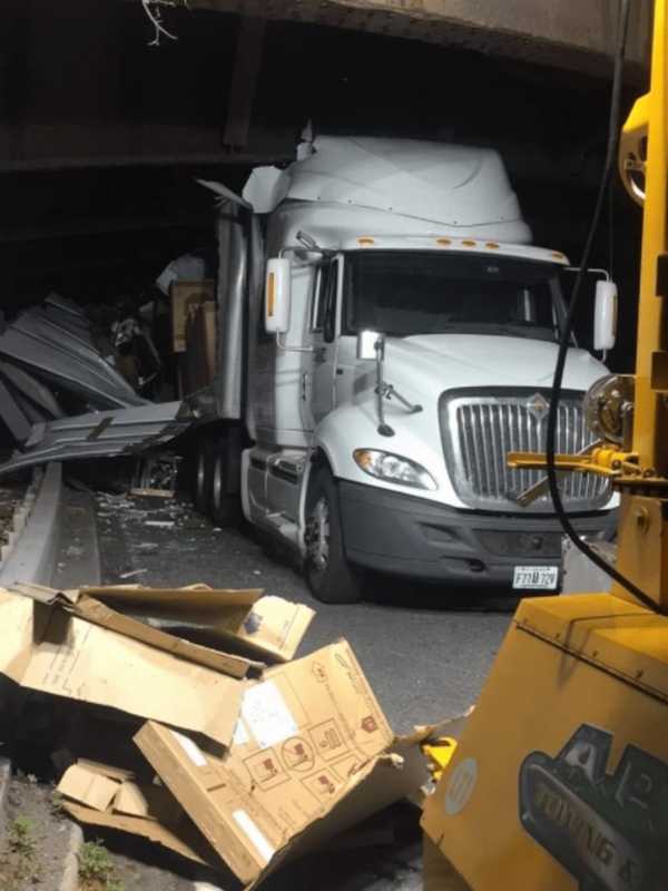 Tractor-Trailer Destroyed After Hitting Overpass On Bronx River Parkway