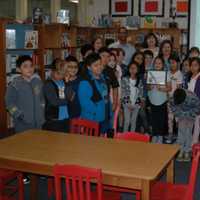 <p>Winner Emily Alvarez and her classmates at Claremont Elementary School in Ossining.</p>