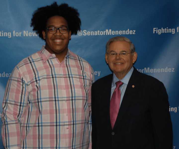 Christian Pearson of Teaneck and U.S. Senator Bob Menendez.