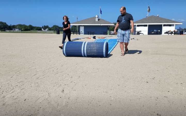 Stratford residents who use wheelchairs and strollers can enjoy easier access to Short Beach thanks to new Mobi-mats.