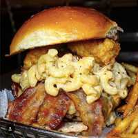 <p>The Mac N Cheese Burger, a Jonny Details creation.</p>