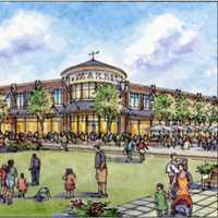 <p>A rendering of the mixed-used redevelopment that will include a hotel, residences and retail stores.</p>