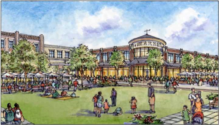 A rendering of the mixed-used redevelopment that will include a hotel, residences and retail stores.