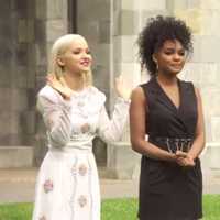 <p>Dove Cameron and China Anne McClain of &#x27;The Descendants&#x27; with Tim Gunn of &#x27;Project Runway&#x27; at Lyndhurst.</p>