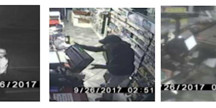 Surveillance footage captured two suspects in the burglary at Stewart&#x27;s Shop in Clinton.