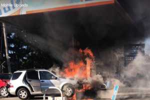 Fire Breaks Out After SUV Slams Into Gas Pump In Spring Valley