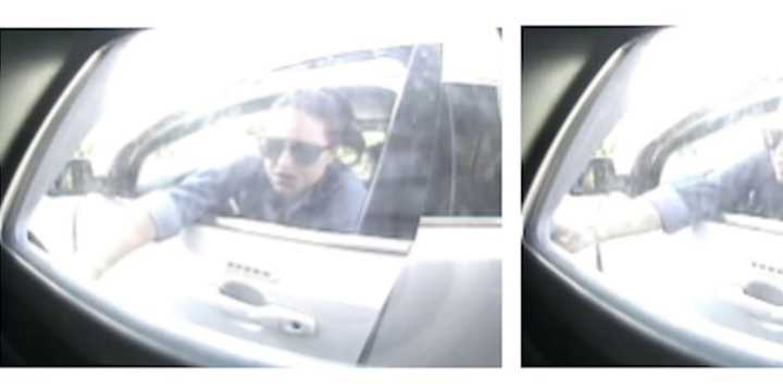 A female suspect in a white Jeep Grand Cherokee (shown in photos above) cashed a forged check at a bank branch in Fishkill.