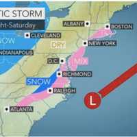 <p>A look at the areas that will be affected by the coast storm Friday night into Saturday.</p>